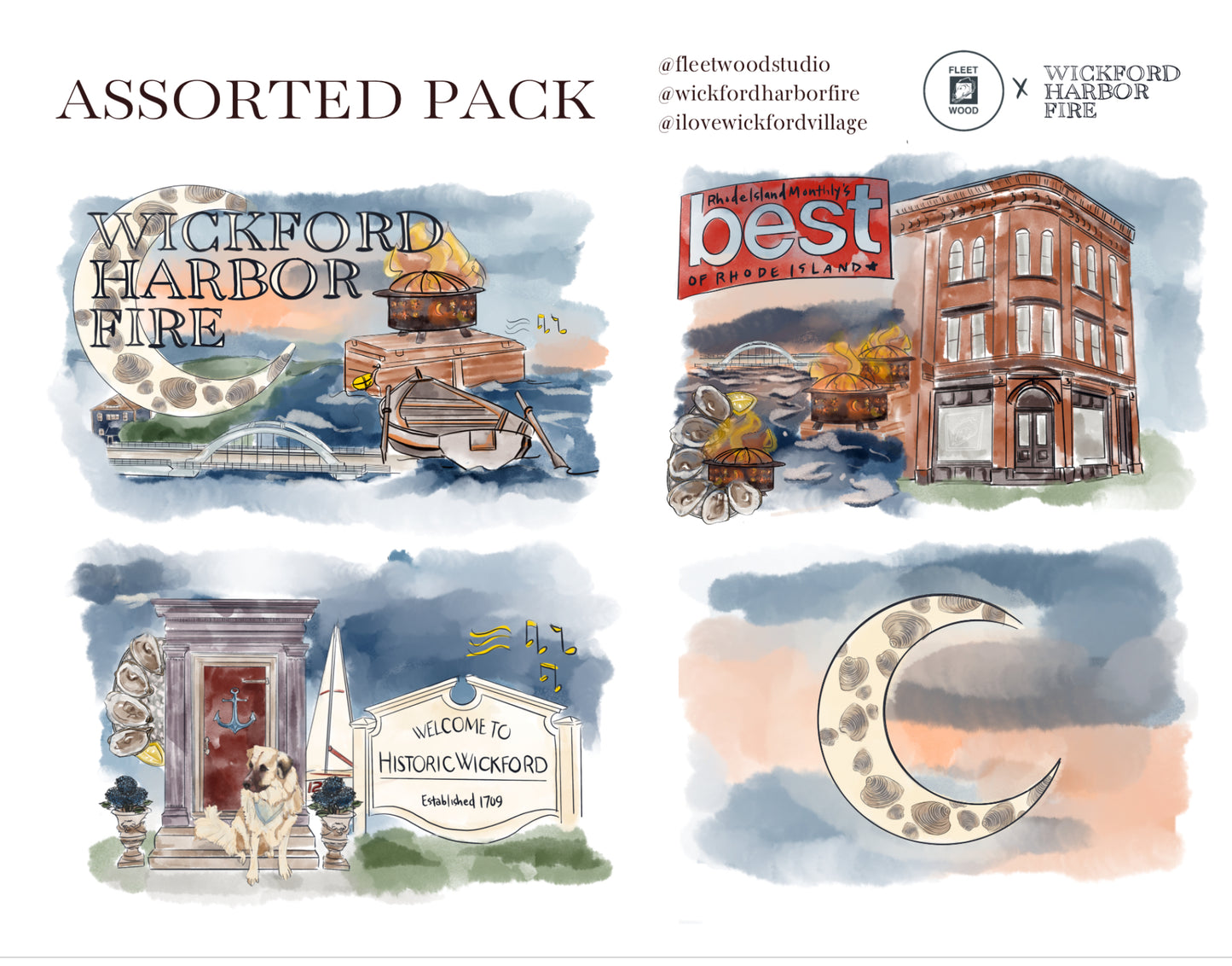 Limited Edition | Wickford Harbor Fire 2025 | Assorted Notecards, Set of 4 with Envelopes