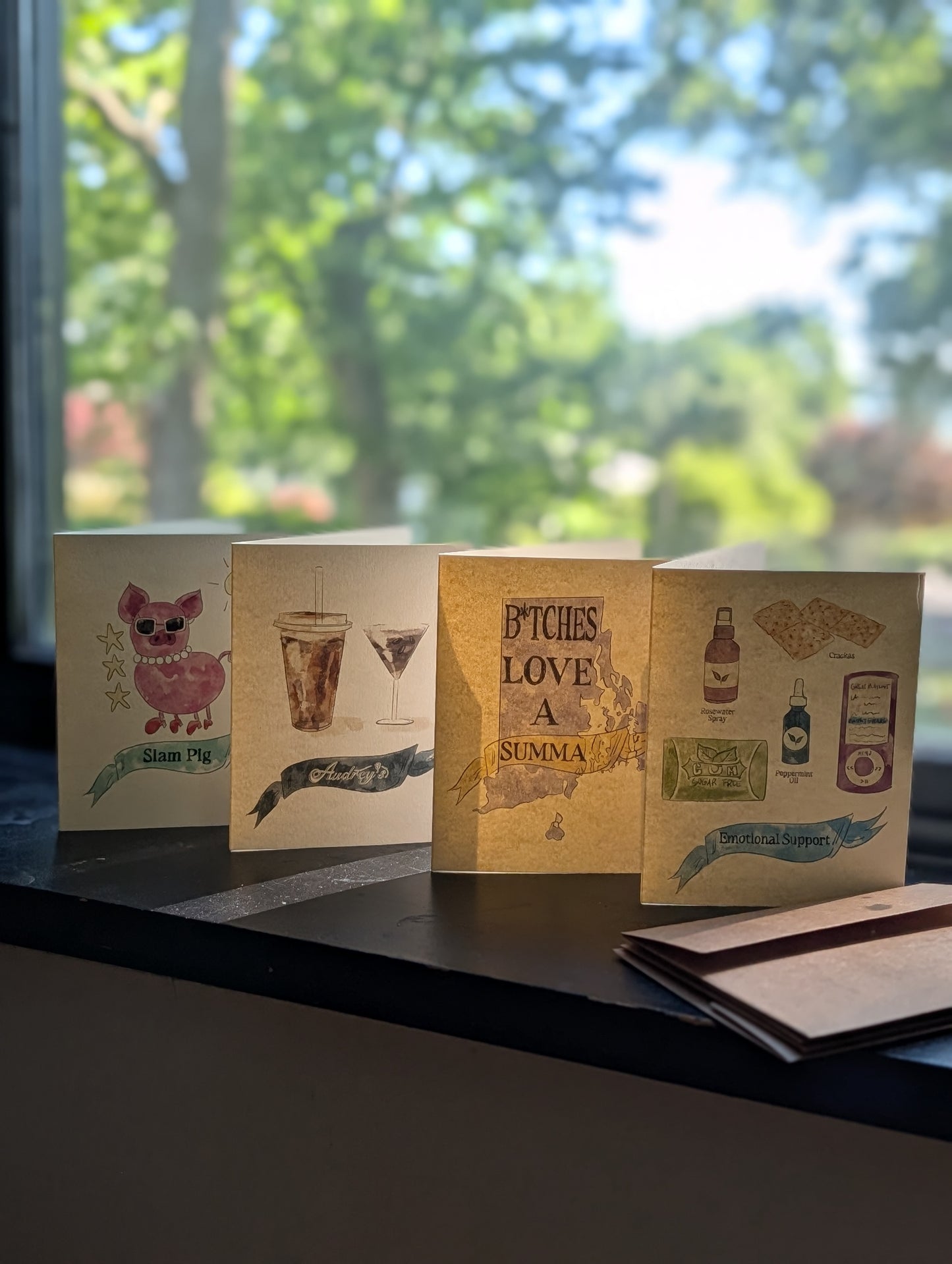 RHORI Series | Everyday Illustrated Notecards, Set of 4 with Envelopes