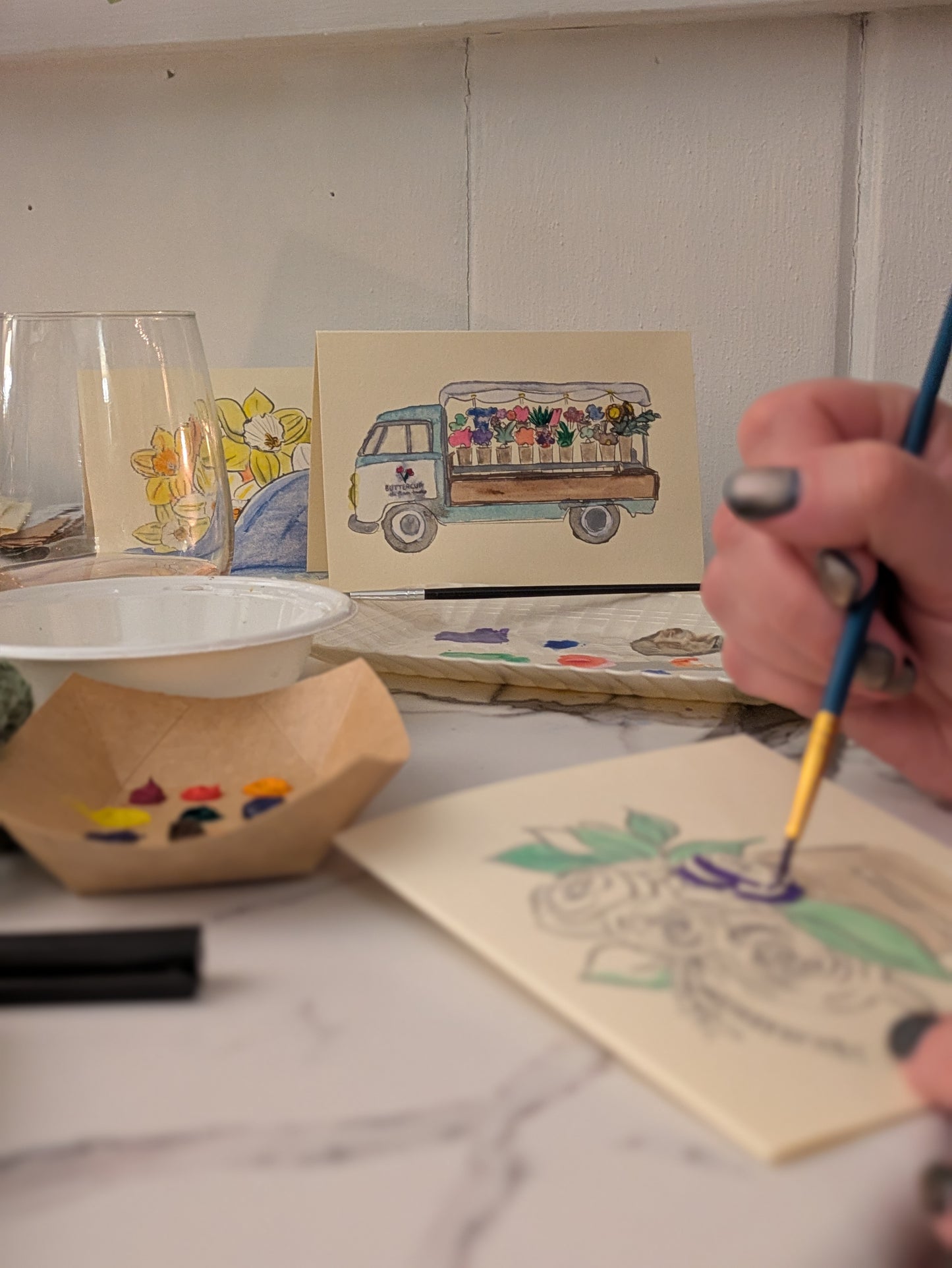 Sips & Watercolor with hotmomsclub x Fleetwood Studio | 4/29/26 6-8p @ Buttercup Flower & Wine Bar